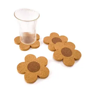 Hot Sale Flower Shape Wood Cork Coasters Sublimation Wooden Coaster For Drink Heat Insulation Cup Mat Pad Custom Coaster