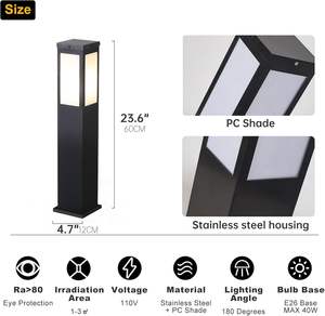 Wholesale Modern Outdoor IP65 Solar Garden Post Lamp Landscape Decorative Pathway Lawn Led Bollard Light - Product Image 6