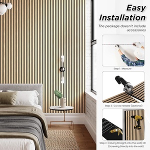 Pannelli Acustici <span class=keywords><strong>in</strong></span> MDF Impiallacciato Rovere Bianco FEYT, con Supporto <span class=keywords><strong>in</strong></span> Feltro PET Nero per Decorazione di Pareti e Soffitti Interni - Product Image 4