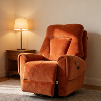 Fauteuil inclinable pivotant avec soutien lombaire, fonction bascule, montage facile, confort, canapé individuel décontracté, port de charge USB, traditionnel