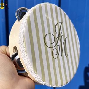 Tamburelli Personnalisé Instrument de Musique pour Mariage, Église, Fête, Tambour à Main en Bois de 6 Pouces Personnalisable, Jouet Tambour à Main de Mariage, Prix - Product Image 5