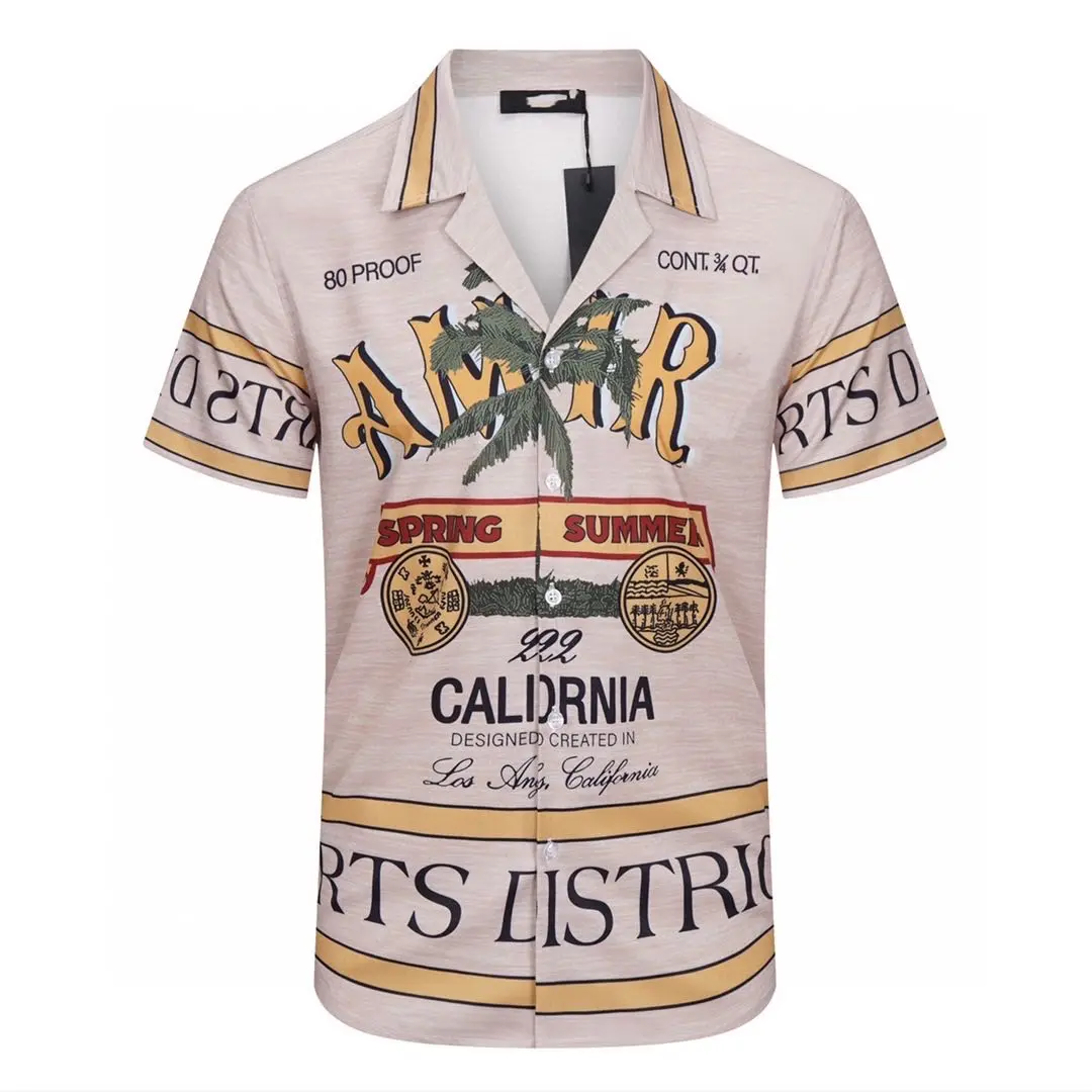 2022 Sommer neue Herren lässig Polo Kurzarmhemd Kokosnuss baum Alphabet Print Shirt ist modisch und vielseitig