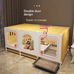 Jaula para Perros Pequeños con Baño Integrado, Caseta de Alambre de Hierro, Una Habitación, Una Sala de Estar, Villa para Cachorros, Hogar Interior - Product Image 3
