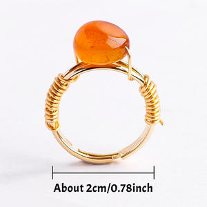 Bague en fil de cristal naturel roulé, ajustable, bijou de mode en cristal de guérison, idéal pour un cadeau, vente en gros - Product Image 2