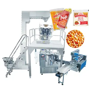 Per 3-in-1 miste chicchi di mais burro di sale di zucchero particelle di Popcorn sacchetto interno ed esterno macchina imballatrice completamente automatica