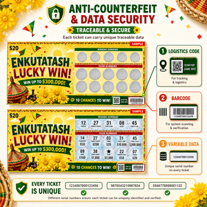 Billete de Lotería con Impresión Digital a Todo Color, Alta Seguridad, Datos Variables, Tarjeta de Lotería Personalizada con Zona para Rascar - Product Image 6