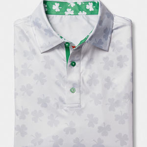 Vêtements extensibles de luxe pour hommes dans les 4 sens Performance d'impression de logo personnalisé pour Polo Vêtements de golf pour hommes - Product Image 5