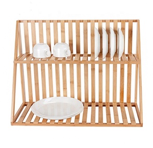 2021 personalizado de bambú Natural plato de secado estante de pared de madera de bambú plato de secado percha - Product Image 2
