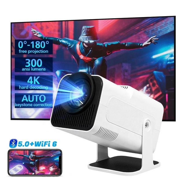 Hotack New Arrival HY320 Full HD 1080P Home Theater Beamer Smart Dual WiFi6 Android11 Proyector Portable Outdoor Projector