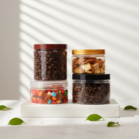 Nouveau design, pot cylindrique transparent en PET de qualité alimentaire avec couvercle à vis, pour sucre, lait, gâteaux, biscuits, aliments en conserve, 240ML/360ML/570ML/580ML