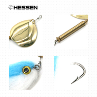 Vente en gros Leurre de pêche artificiel en métal, type cuillère rotative, avec effet œil de poisson 3D simulé, 14,5g, hameçon à plumes, pour la pêche au cabillaud, Hessen HSF008