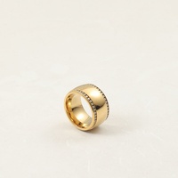 Vintage Wasserdichter 18K Vergoldeter Edelstahl Doppelreihiger Pavé-CZ Massiver Gold Breiter Bandring für Damen