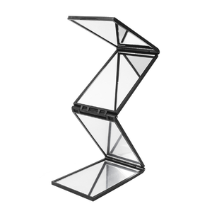 Miroir cosmétique pliable noir HQ Mixed Proc Discount, pliable en quatre parties, extensible à 360 degrés, outils de coupe de cheveux - Product Image 1