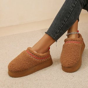 Fashion Thick Sole Open-Toe Half Slippers Women's Winter Fleece-Lined Snow Boots Casual Cotton <b>Shoes</b> - Product Image 3