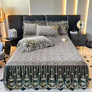 Luxury Milk Fleece <b>Bedding</b> Set Romantic Lace Ruffle Bed Skirt Soft Warm Bed Skirt for Bedroom Decoration - Product Image 5