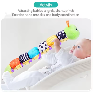 신제품 창조적 인 사용자 정의 감각 동물 진정 애벌레 딸랑이 주름 뮤지컬 배 시간 장난감 통치자와 함께 - Product Image 5