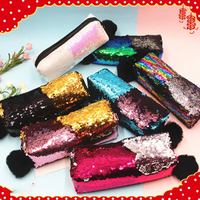 Nouveau Design créatif paillettes double couleur porte-crayon étudiant papeterie maquillage sac femmes paillettes Portable stylo sac de rangement