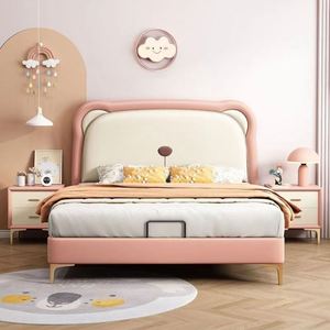 Lit double ours de dessin animé minimaliste moderne pour enfants cadre rembourré doux petit espace convivial - Product Image 6
