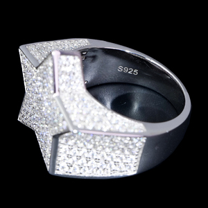 Trendy <strong>925</strong> Sterling <strong>Silver</strong> Men Jewelry Wholesale Hip Hop Pave Iced Out Diamond Test GRA Mossanite Moissanite Star <strong>Ring</strong> for Men - Product Image 2