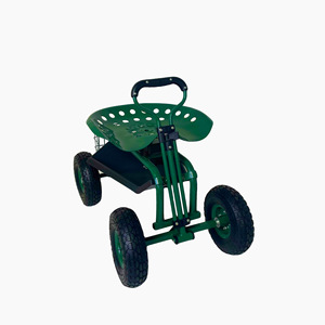 Garden Tool Cart With Adjustable Seat And <b>Inflatable</b> Wheels For Outdoor Use - Product Image 2