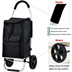 Folding Laundry <b>Shopping</b> Cart Bag <b>Trolley</b> With Wheels Lightweight <b>Wheeled</b> <b>Shopping</b> Foldable Push Cart Luggage Bag - Product Image 3