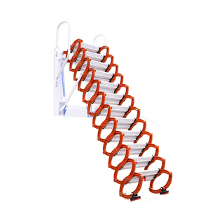 Escalera retráctil manual metálica invisible para ático con barandilla de vidrio, diseño plegable para villas chinas, uso interior - Product Image 5