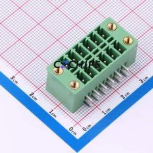 DB2ERHBM-3.81-2*6P-GN Plug-in Terminal Block Bent Lead Through Hole,P=3.81mm Board-to-Board / Socket - Closed Screw Fixing 2x6P - Product Image 1