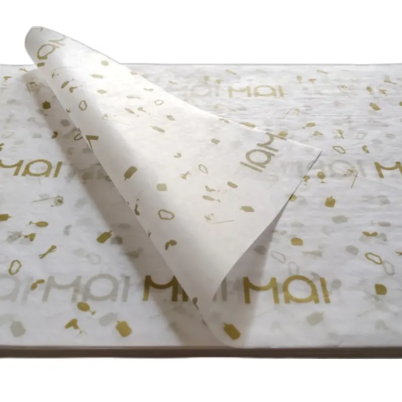 Custom Logo Printed Soft Gold Metallic 17_ 22gsm Wrapping Tissue Paper Silk Paper