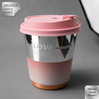 Vaso Metálico Plateado WELPACK; Vaso de Papel con Doble Pared Aislante; Vaso de Café Desechable de Lujo de 8-20 oz para Bodas y Eventos
