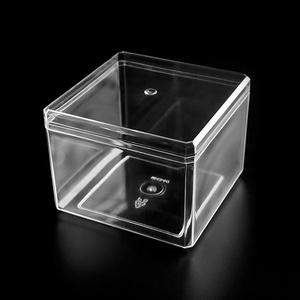 16oz transparent square PS plastic box with lid for cake dessert packaging cookie container