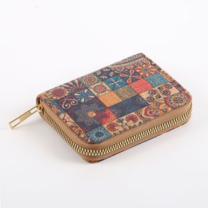 Porte-monnaie mini multicolore tendance en liège, motif floral rétro, style bohème ethnique, porte-cartes vintage – Meilleures ventes - Product Image 6