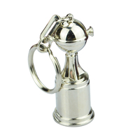 Porte-clés mini-trophée personnalisé en métal plaqué argent, poli miroir, récompense sportive, prix de champion, haute qualité, bas prix