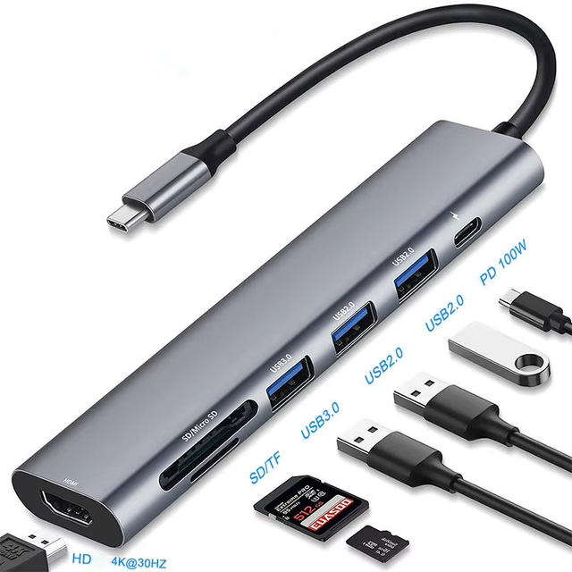USB C HUB 4K 60Hz 30Hz Type C to HD 2.0 RJ45 USB 3.0 PD 100W Adapter for M1 PC Accessories USB HUB