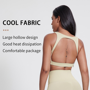 Ropa de Fitness personalizada Naked Feel para mujer, Sujetador deportivo con cuello en U a prueba de golpes, Top corto, espalda bonita, sujetador de entrenamiento de Yoga transpirable para chica - Product Image 5