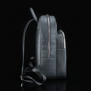 Sac à dos en cuir de crocodile pour homme, avec fermeture éclair, portable, résistant aux taches d'eau, aspect mat, haut de gamme, capacité 20-35L - Product Image 2