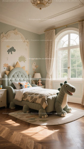 Letto di dinosauro del ragazzo della stanza dei bambini creativo e personalizzato designer a tema dinosauro cartone animato letto singolo di <span class=keywords><strong>piccole</strong></span> <span class=keywords><strong>dimensioni</strong></span> tessuto per bambini - Product Image 2