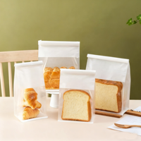 Sacs d'emballage en papier kraft blanc personnalisés pour boulangerie, résistants à l'humidité, avec fermeture à lien métallique, transparents, pour pain et chips