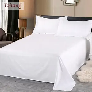 Taitang होटल बिस्तर पर चादर Bedsheet लक्जरी सफेद बिस्तर सेट रानी राजा 100% कपास बिस्तर शीट सेट