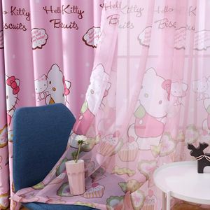XinLan cartone animato gatto rosa poliestere tende oscuranti ragazze camera da letto bambini casa soggiorno tenda finestra Hotel scuola - Product Image 3
