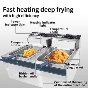 Friteuse électrique de cuisine commerciale en acier inoxydable Double réservoir avec deux paniers pour la friture de beignets de <span class=keywords><strong>poisson</strong></span>, etc. - Product Image 3