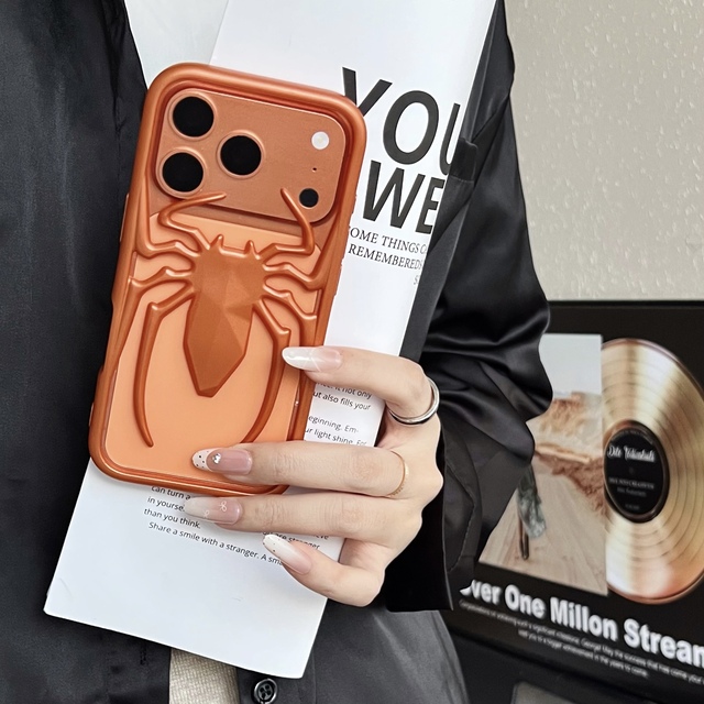 Hollow Electroplated TPU 3D Spider Pattern Heat Dissipation Shockproof Case for 16 Pro Max & for 15 Pro Max