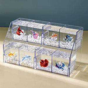 Mini pecera pequeña acrílico transparente bloques de construcción Betta Fish Goldfish Tank escritorio plástico Betta Fish Aquarium - Product Image 2