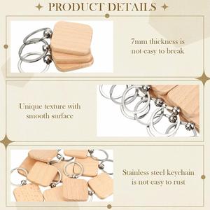 Wooden Keychain Blanks Bulk Laser <b>Engraving</b> <b>Key</b> Chain Unfinished Wooden <b>Key</b> <b>Ring</b> Tag for DIY Gift Crafts - Product Image 3