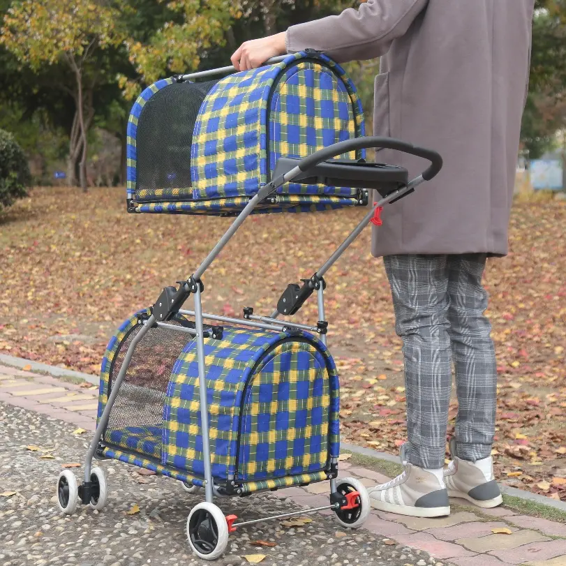 Comfortable beautiful pet dog trolley portable detachable pet carrier with stroller