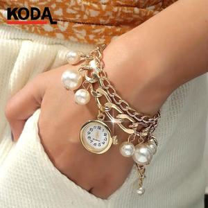 여자의 빈티지 골드 팔찌 시계 맞춤형 패션 석영 골동품 합금 포인터 독특한 여성 보석 여학생 그리스어 - Product Image 1