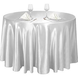 <span class=keywords><strong>Eleganti</strong></span> <span class=keywords><strong>Tovaglie</strong></span> Grandi 120 Pollici Rotonde in Raso Lamour Bianche e Nere per Matrimoni - Product Image 1