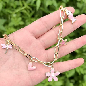 CH-LHN1449 bella collana rosa fiore/cuore/ciondolo <span class=keywords><strong>di</strong></span> <span class=keywords><strong>pesce</strong></span> placcato oro smalto collana <span class=keywords><strong>di</strong></span> stelle marine ciondolo oro ciondolo collana <span class=keywords><strong>di</strong></span> graffette - Product Image 1