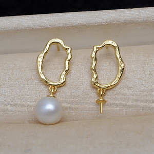 Boucles d'oreilles baroques en argent S925 Wenchi avec pendentif collier, perles déformées 9-17, accessoire de bijouterie DIY, modèle Chine 13107 - Product Image 1