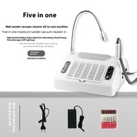 Polisseuse à ongles électrique 5 en 1 avec lampe à LED UV Séchoir à gel Collecteur de poussière-Machine à ongles de salon multifonctionnelle en plastique durable