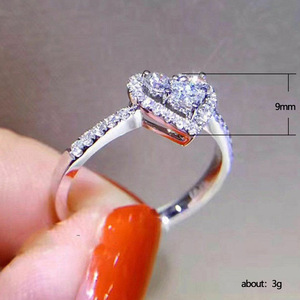 Anello con zirconi a forma di cuore per donna, regalo romantico, gioielli alla moda - Product Image 5